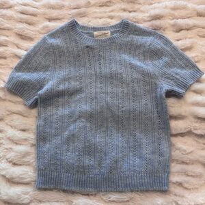 Light Blue Short Sleeve Knit Sweater